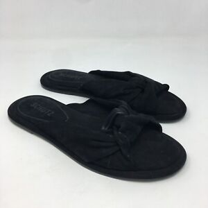 Schutz Women's Sandals Black Size 6.5 B Leny Slide Suede Open Toe Slip On 