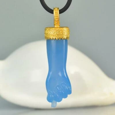 Mano Fico Figa Anhänger Gold Vermeil Sterling Silbrig Chalzedon Rubin 8.19 G - Bild 1 von 4