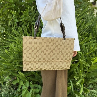 Gucci GG холст наплечная сумка Дамская сумка бизнес кожи коричневый тонкий 001 3299 - Изображение 1 из 4