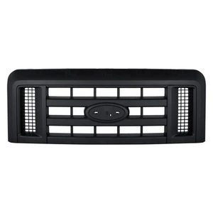 New Grille For 2008-2014 Ford E-150 XLT Painted Black Shell Insert with Emblem - Picture 1 of 1