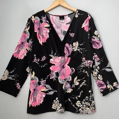 Top Floral Y2K Talla Grande XL Negro Rosa Babydoll Cottagecore Oscuro Romántico Foto 1 de 4