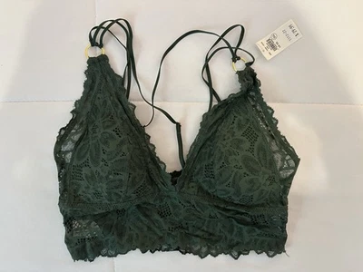 Bralette Triángulo Aerie Encaje Verde Oscuro, Acolchado Extraíble, Ajustable Talla XS Foto 1 de 4