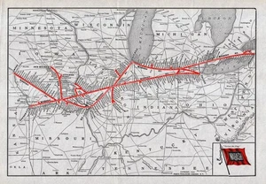 Antike Wabash Eisenbahnkarte von 1924 Vintage Wabash Eisenbahnkarte 2692 - Bild 1 von 4