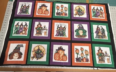 Painel de tecido abóboras bruxas Halloween 44"X26" acolchoamento costura Marcus têxteis - Imagem 1 de 4