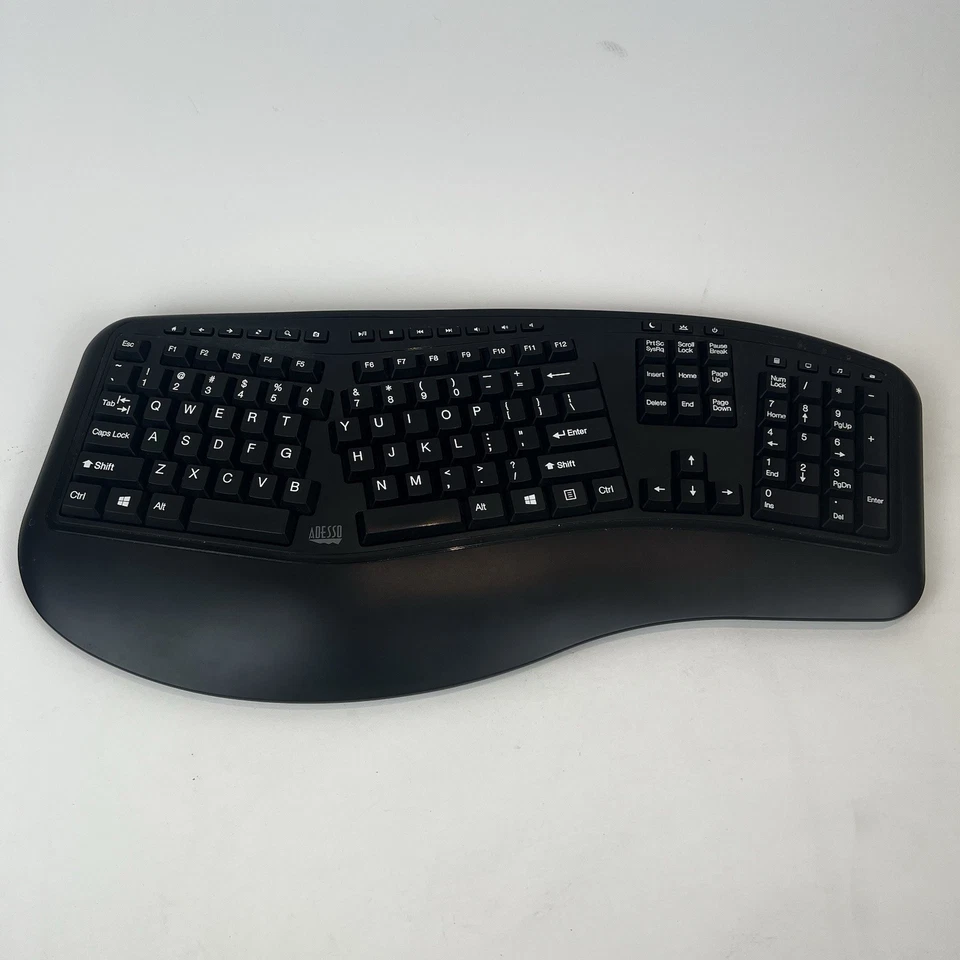 Adesso WKB1500GB 2.4 GHz Wireless Ergonomic Keyboard Black Excellent Condition - Image 1 of 4