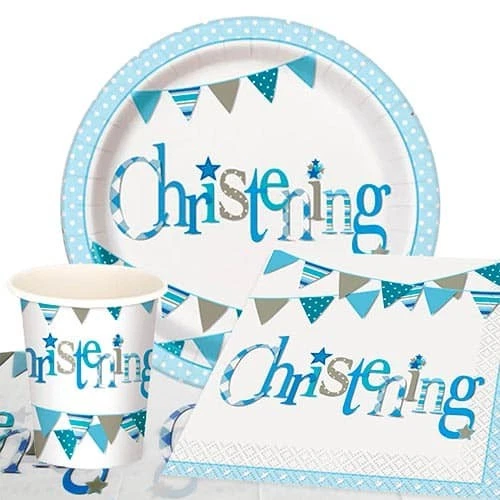 Christening Blue Theme 8 Person Value Party Pack - Image 1 of 1