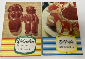 VTG Lot of 2 Finnish Language Paperback Cookbooks Kodin Neuvokki Herkkokirja - Picture 1 of 16