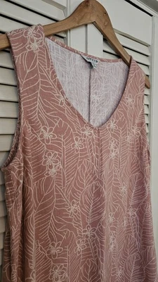 Orvis Womens Linen Blend Sleeveless V-Neck Dress M Medium Pink Floral Pockets - Image 1 of 4