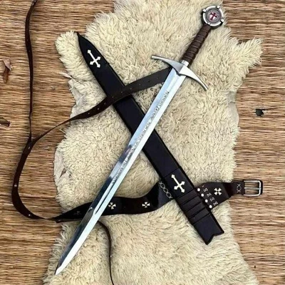 Espada Caballeros Templarios Forjada a Mano Personalizada Hoja 28", Espada Vikinga Regalo para él Foto 1 de 3