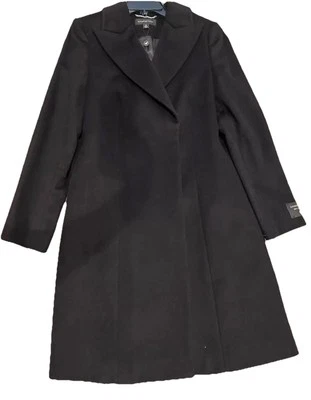 Katherine Kelly 100% Cashmere Coat 14 Black Luxury Hidden Buttons Knee Length - Image 1 of 4