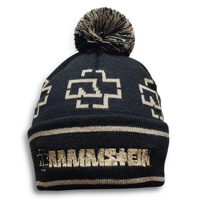 Cálido sombrero de invierno jacquard tejido con pompón, banda de rock metal Deutschland Foto 1 de 4