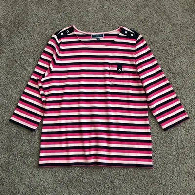 Camisa deportiva Karen Scott para mujer talla XXL rosa a rayas Foto 1 de 4
