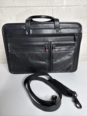 Bolso maletín cruzado de mano de cuero negro WINN INTERNATIONAL Foto 1 de 4