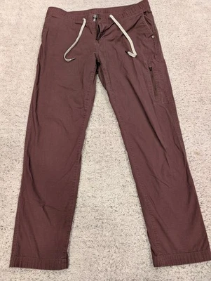 Vuori女式防撕裤大号勃艮第栗色拉链口袋4向弹力红色 — 第 1/4 张图片