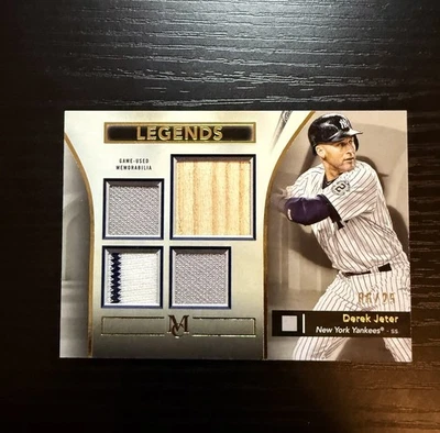 Camiseta deportiva de murciélago Derek Jeter 2024 Topps Museum PIEZAS PRIMARIAS Quad GU SSP/25 YANKEES Foto 1 de 2