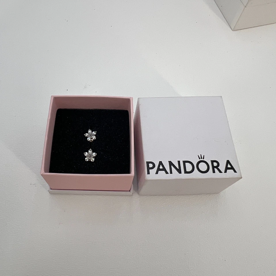 Pandora Brillante Copo de Nieve Pendientes Plata de Ley 925 ALE Transparente Circonita Foto 1 de 4