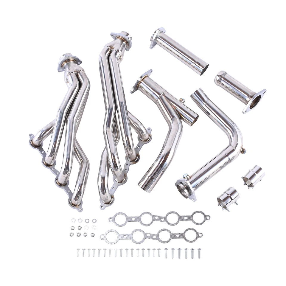 Long Tube Stainless Manifold Headers & Y Pipe for 07-14 Chevy GMC 4.8L 5.3L 6.0L Foto 1 de 4