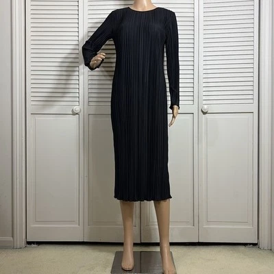 Nuevo con etiquetas Vestido Jordy Plisado Plisado Mangas Largas Negro Poliéster XS Foto 1 de 4