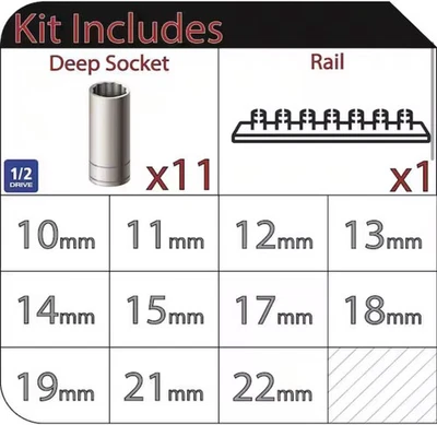 1/2 in. Drive Deep Metric Socket Set (11-Piece) Item1000 - Image 1 of 4