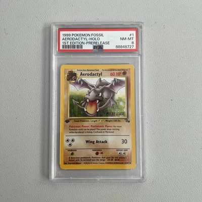 Aerodactyl 1st Edition RARE Prerelease POKEMON Card PSA 8 NM-MT FOSSIL Holo 1/62 - Image 1 of 4