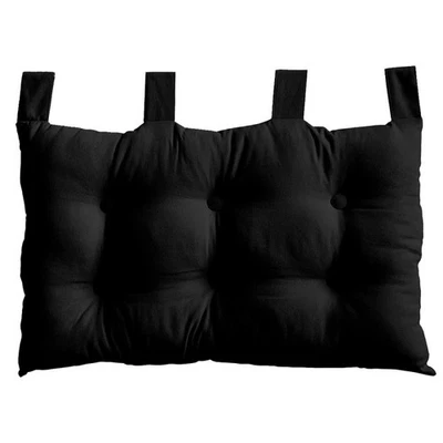 Coussin Tête de Lit Uni "Panama" 70cm Noir - Photo 1/4