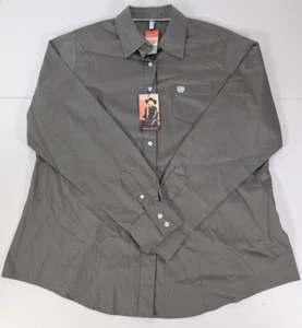 Cinch Shirt Blouse Women XXL Charcoal Gray Western Long Sleeve Button New - Picture 1 of 12