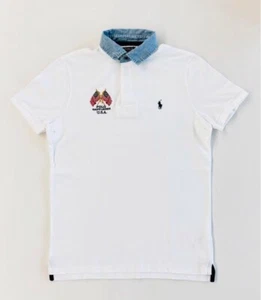 POLO RALPH LAUREN Herren Custom Slim Fit Hemd Größe Large Kurzarm Flagge Denim - Bild 1 von 8