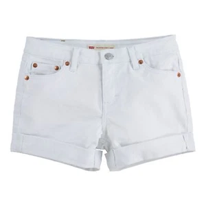 Levi's Girls' Girlfriend Fit Denim Shorty Shorts, White, 16 - Picture 1 of 9