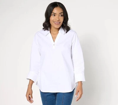 Túnica regular de popelina Denim & Co. Signature con estrás - talla L a671828 Foto 1 de 4