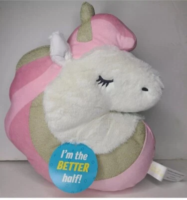 Almohada abatible unicornio doble cara de felpa Claire's azul rosa nueva con etiquetas Foto 1 de 4