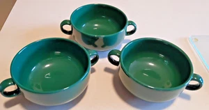 Set of 3 Vintage Waechtersbach Individual Hunter Green LUG HANDLE BOWLS - Picture 1 of 6