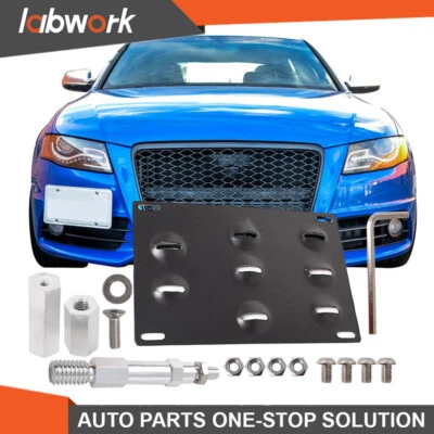 Labwork License Plate Holder Front Bumper Tow Hook Black For Audi A4 2008-2015 - Image 1 of 4
