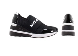 Michael Kors Felix Sneaker Scuba Patent MK Printed Schwarz 8,5 Neu mit Etikett - Bild 1 von 6