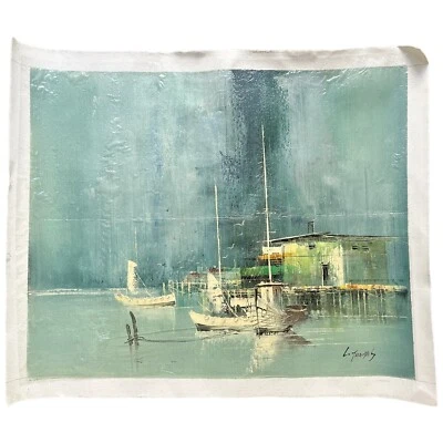Pintura al óleo original vintage de las galerías ArtMaster de los años 80 L. Thomas 19 x 22" #1 Foto 1 de 4