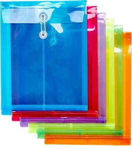 6 Pack Plastic Envelopes Poly Envelopes Expandable Files Document Folders with B - Picture 1 of 12