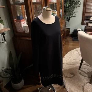 Women’s TORY BURCH 🌻HARLEY Wool Sweater Navy Sz Large EUC New Was $498 - Picture 1 of 10