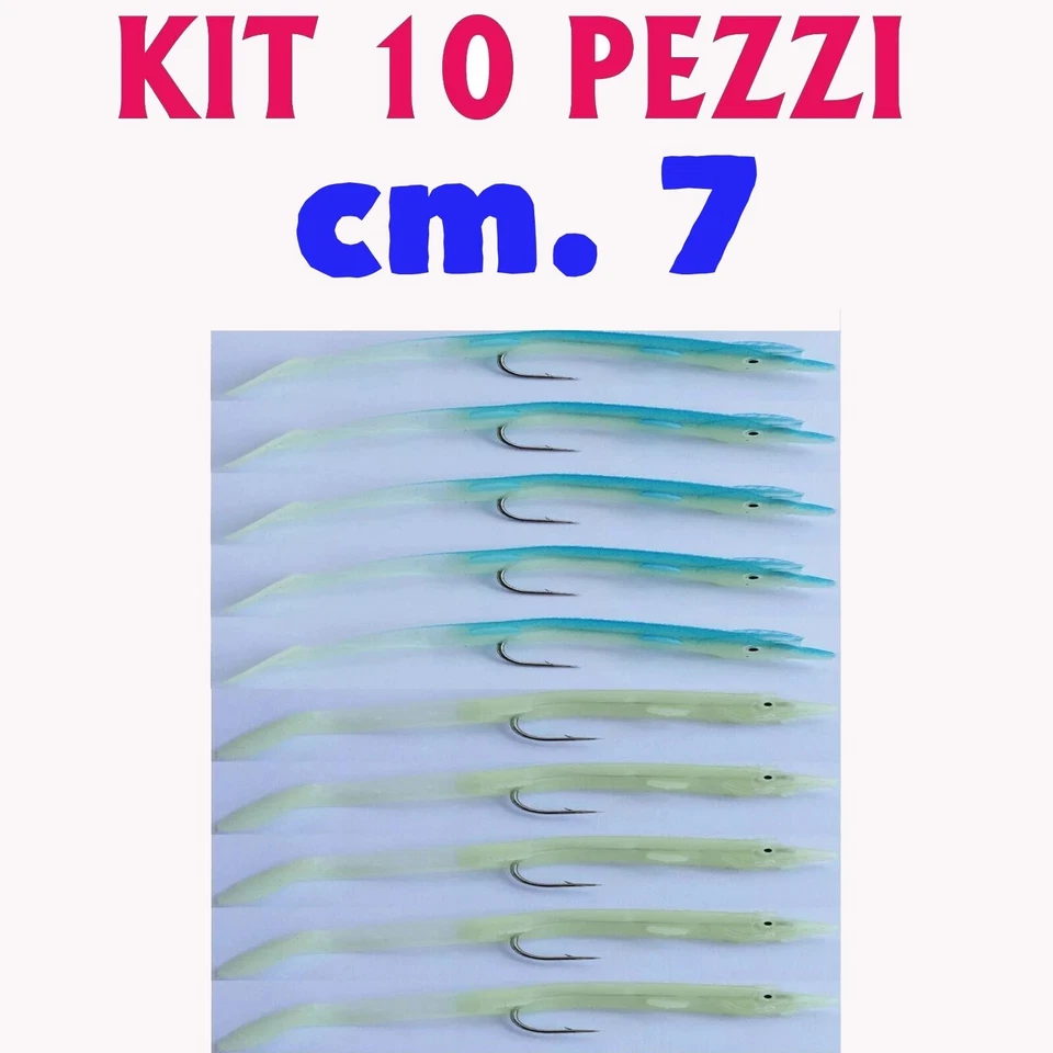 anguilline Esche Artificiali Gomma Pesca traina Spinning spigola Mare trota kit - Immagine 1 di 1