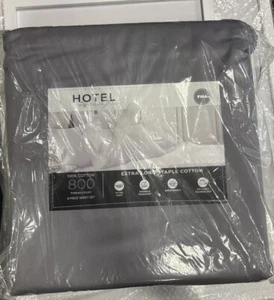 Hotel Signature Sateen 800 TC EX Long Staple Cotton Full Sheet Set 6 piece Gray - Picture 1 of 3
