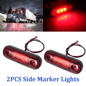 2X Red 3-LED Side Marker Lights 3.4" Truck Trailer Sealed Clearance Lights 12V - Picture 1 of 9
