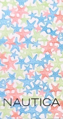 TOALLA DE PLAYA 100% ALGODÓN NAUTICA AZUL, NARANJA, BLANCO, KIWI VERDE ESTRELLA PEZ-35"X66" Foto 1 de 4