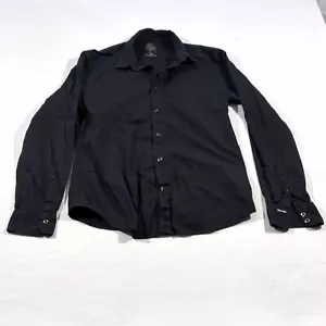 Diesel Industries Button Shirt Men Collared Black Long Sleeve Cotton Sz M SLIM - Picture 1 of 9