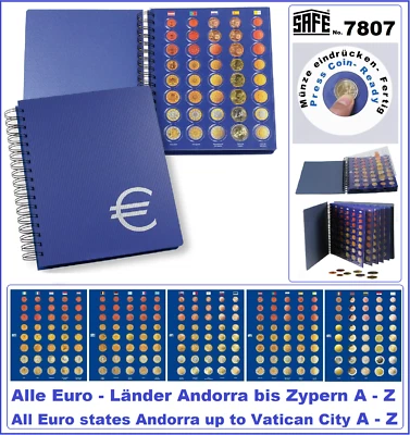 EURO-Kursmünzen-Münzalbum-Alle-Euro-Länder-von-A-Z-SAFE-7807-TOPset-Spiral