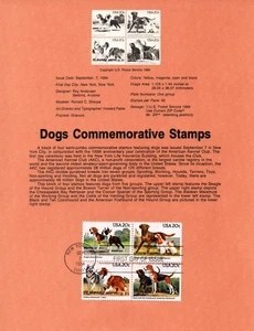 USPS FDC First Day Cover Souvenir Sheet Dogs Block Of 4Scott #2101A - Picture 1 of 3