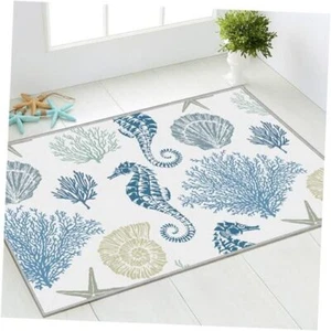 Coastal Rugs Ocean Rug Nautical Rug for Bedroom Living Room, 2x3 Feet Seahorse - Picture 1 of 7