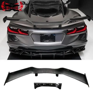 Dry Carbon Fiber Rear High Wing Spoiler For Chevrolet Corvette C8 Z51 Z06 Style - Picture 1 of 9