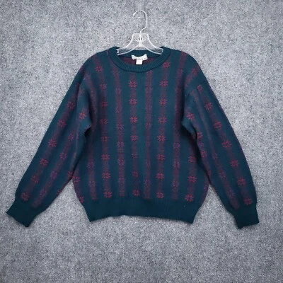 VINTAGE Tricots St Raphael Sweater Mens XL Green Striped Virgin Wool Saks Fifth - Image 1 of 4