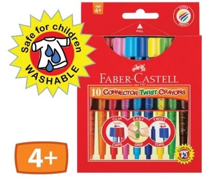 Faber-Castell Triangular Grip Zone Retractable Connector Twist Crayons 10 Pack - image 1 of 4