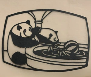 Vintage chinesischer Papierschnitt Panda Bär Handarbeit 6er Set - Original - Bild 1 von 6