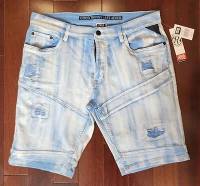 Pantalones cortos de mezclilla para hombre - Good Things Last 4Ever - Azul cielo - 34 Foto 1 de 4