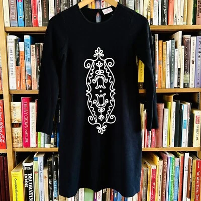 Vestido Suéter Hanna Andersson Nuevo con Etiquetas Negro Blanco Floral Bordado Milano 10 EU 140 Foto 1 de 4